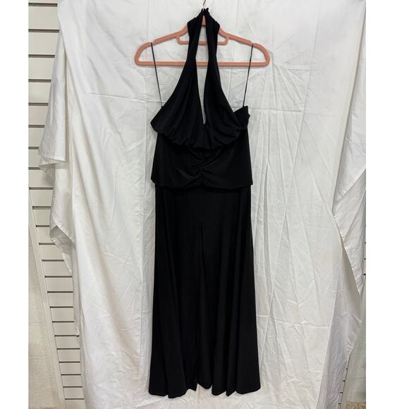 Eleh Sleeveless Halter Neck Open Back Slit Knee Length Dress Black Womens Size S - Picture 1 of 5